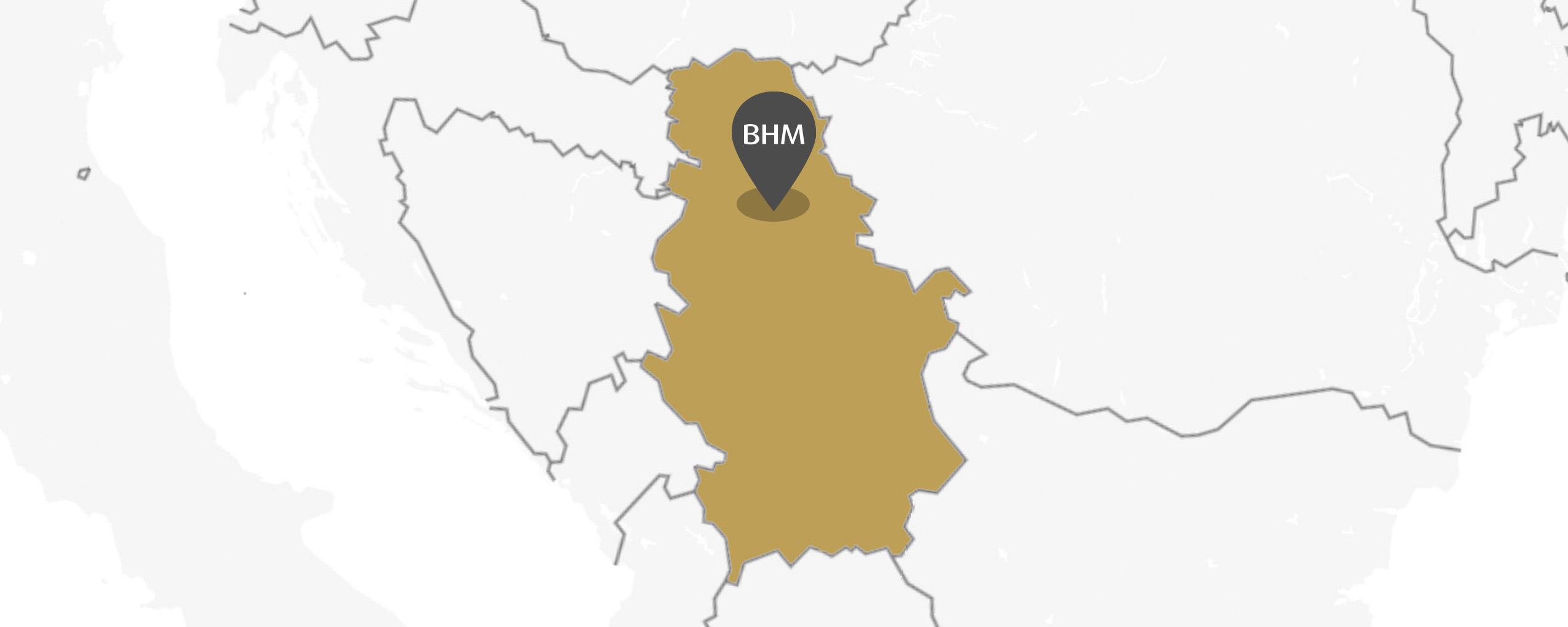 Map of Serbia with a pin at BHM INDUSTRIAL PARK BELGRADE, with available space in construction and with permit